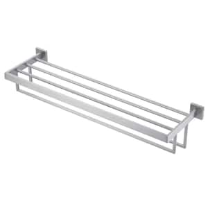 32 in. Stainless Steel Wall Mounted Towel Rack with Double Towel Bars for Bathroom in Brushed Nickel