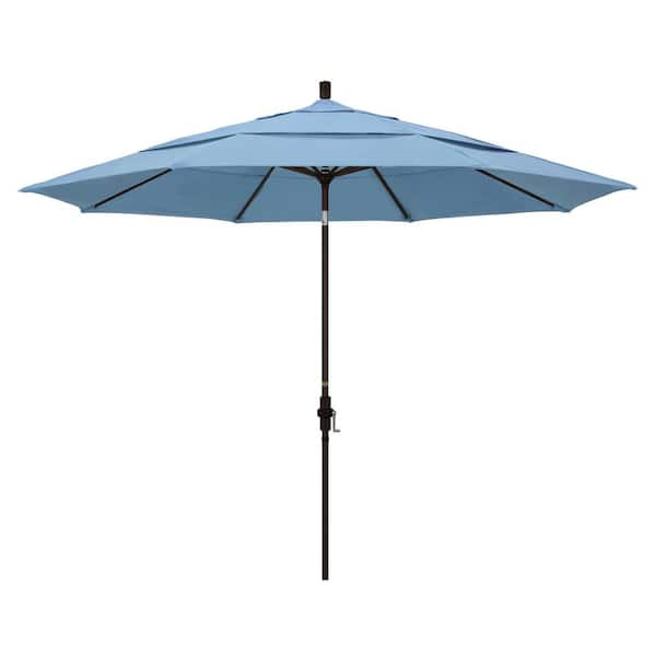 California Umbrella 11 ft. Bronze Aluminum Pole Market Aluminum Ribs ...