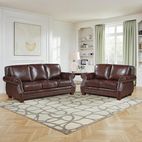Lazzara Martina 86 in W Rolled Arm Rectangle 2-Piece Living Room