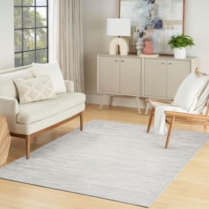 Casual Light Grey 4 ft. x 6 ft. Abstract Contemporary Area Rug