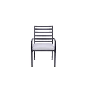 San Marino Black Aluminum Outdoor Armchair Dining Chair with Gray Cushion (2-Pack)