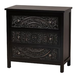 Yelena Black 3-Drawer Storage Cabinet