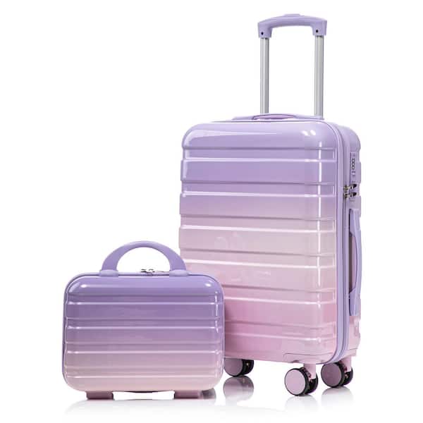 Tatahance 2-Piece Pink Purple Gradient Color PC Hardside Spinner