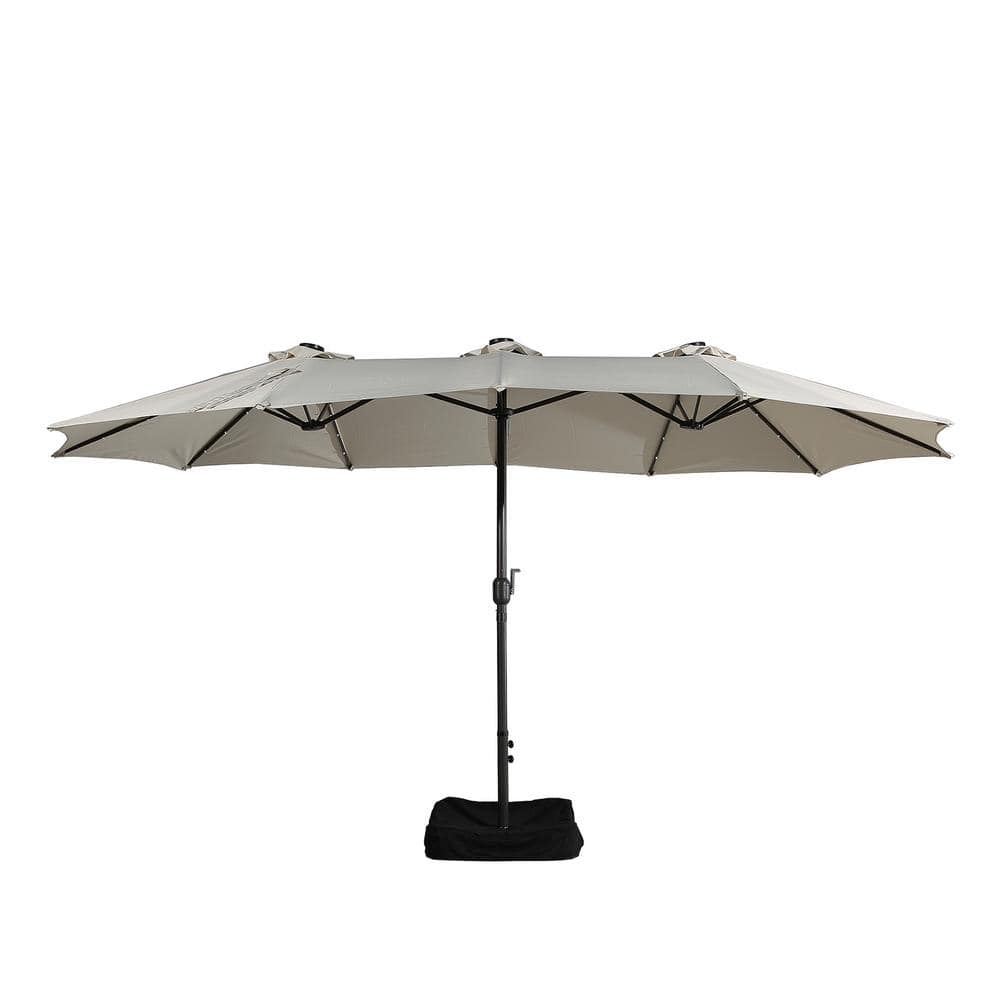 15 ft. Extra-Large Outdoor Market Double-Sided Patio Umbrella with Base and