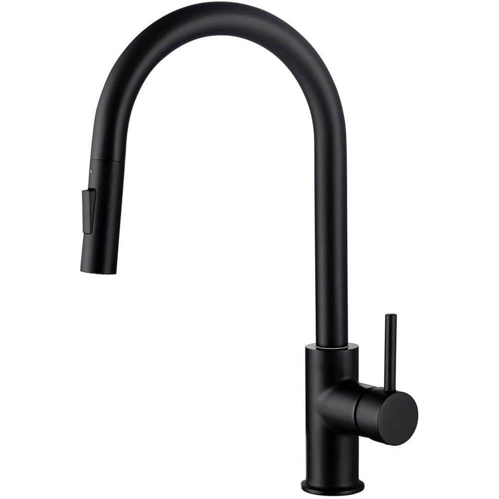 16.5 in. H Single Hole 1.8 GPM Pull Down Sprayer Kitchen Faucet with 360° Spout Swivel in Matte Black price history on PriceWatchPro