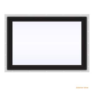 36 in. x 24 in. V-4500 Series Black Exterior/White Interior FiniShield Vinyl Picture Window w/ Low-E 366 Glass