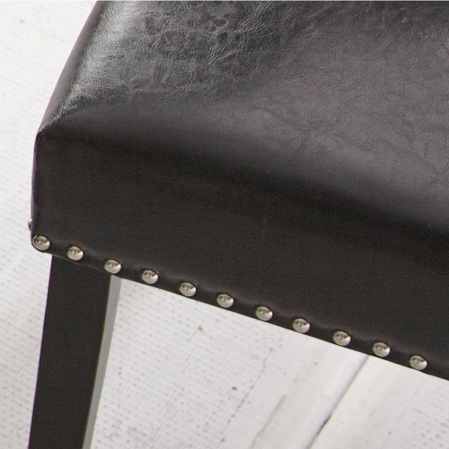 Sleek Black Faux Leather Parsons Side Chair with Nailhead Trim, Set of 2