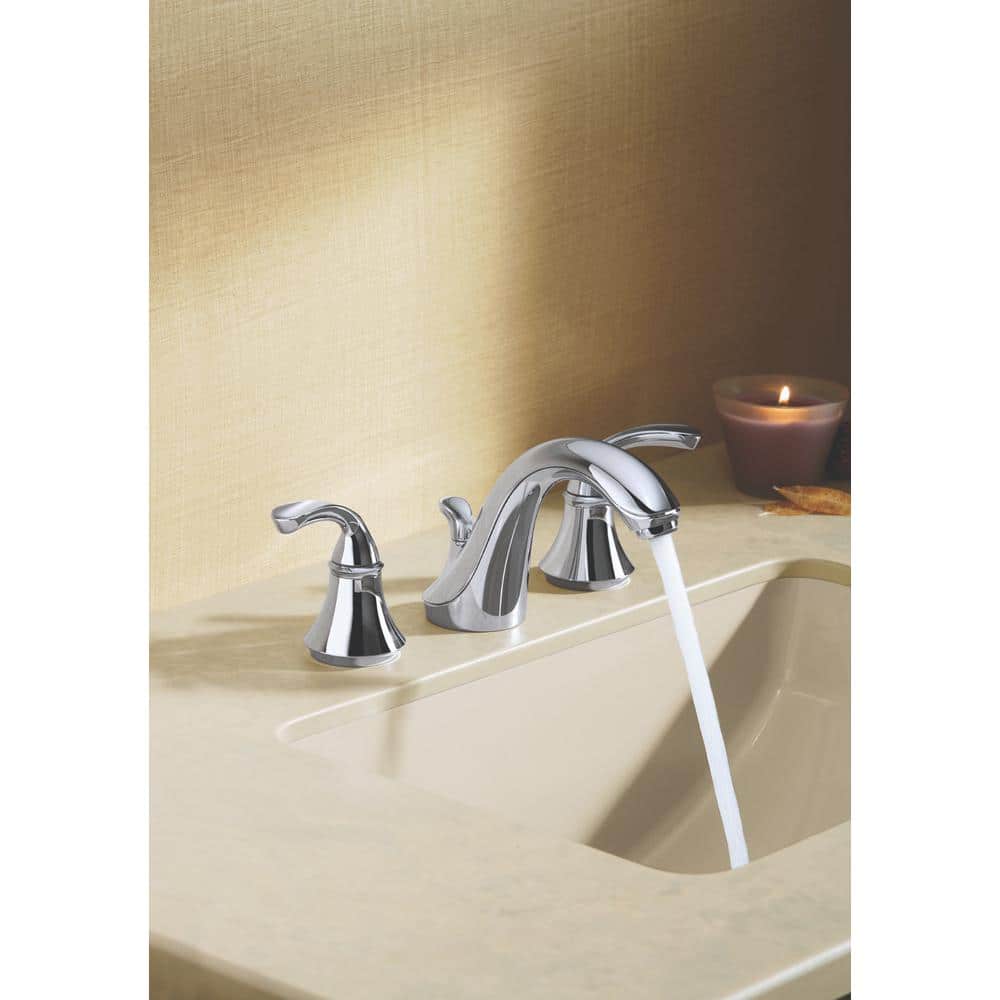 Elegant Forte Polished Chrome 8" Widespread Double Handle Bathroom Faucet