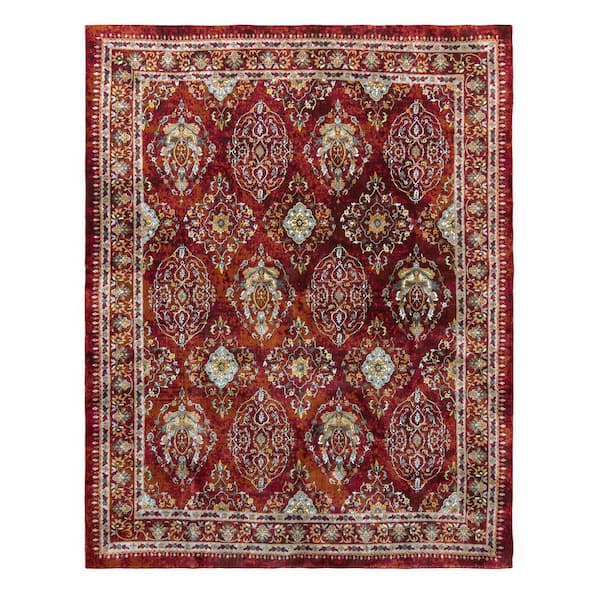 Gertmenian Carmen Annet Red 6 ft. x 9 ft. Trellis Indoor Area Rug