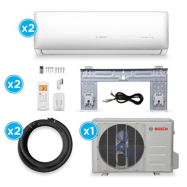 Bosch Gen 2 ENERGY STAR 2-Zone 27,000 BTU 2.25 Ton Ductless Mini Split Air Conditioner with Heat Pump 230-Volt