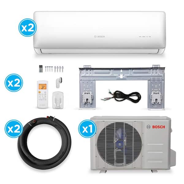 Bosch Max Performance 2-Zone 18,000 BTU 1.5 Ton Ductless Mini Split Air Conditioner with Heat Pump 230-Volt