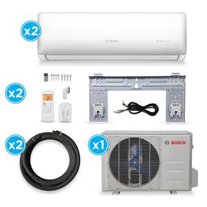 Max Performance ENERGY STAR 2-Zone 18,000 BTU 1.5 Ton Ductless Mini Split Air Conditioner with Heat Pump 230-Volt