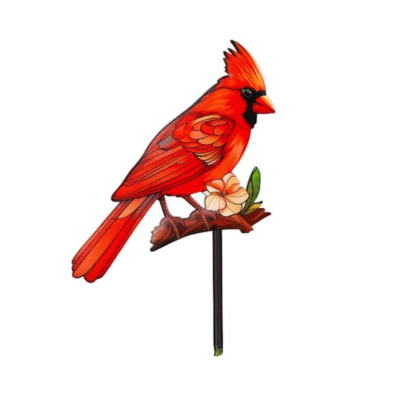 Vibrant Red Cardinal on Metal Decorative Garden Stakes, Weather-Resistant Outdoor Yard Art for Patio and Lawn Decor