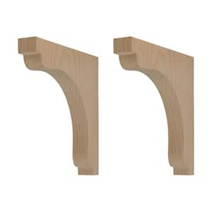 1-1/2 in. x 10 in. x 10 in. Unfinish North American Alder Wood Traditional Plain Corbel (2-Pack)