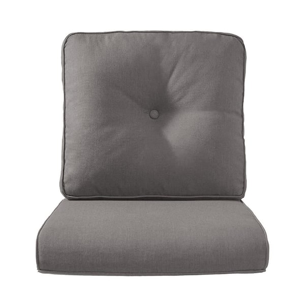 22 in. x 24 in. 2-Piece CushionGuard Outdoor Lounge Chair Deep Seat Replacement Cushion Set in Gray