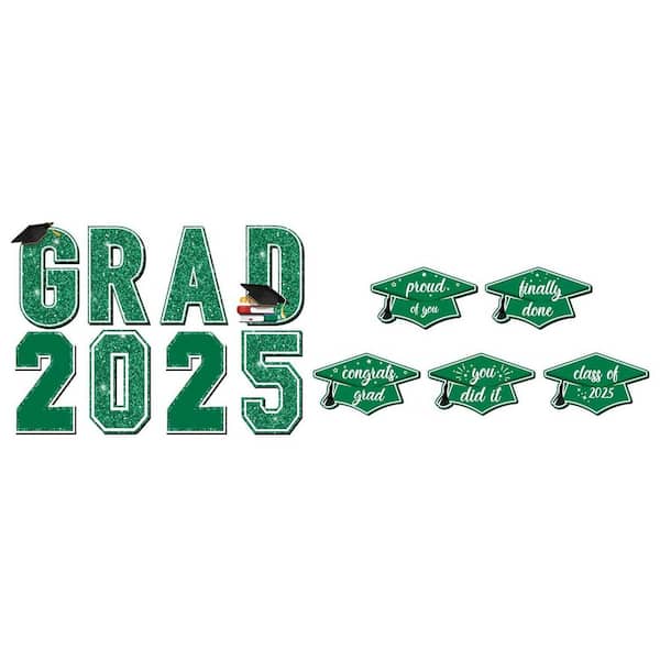 16 Inch Green Graduation Yard Signs with Stakes for Outdoor Lawn Party Decor