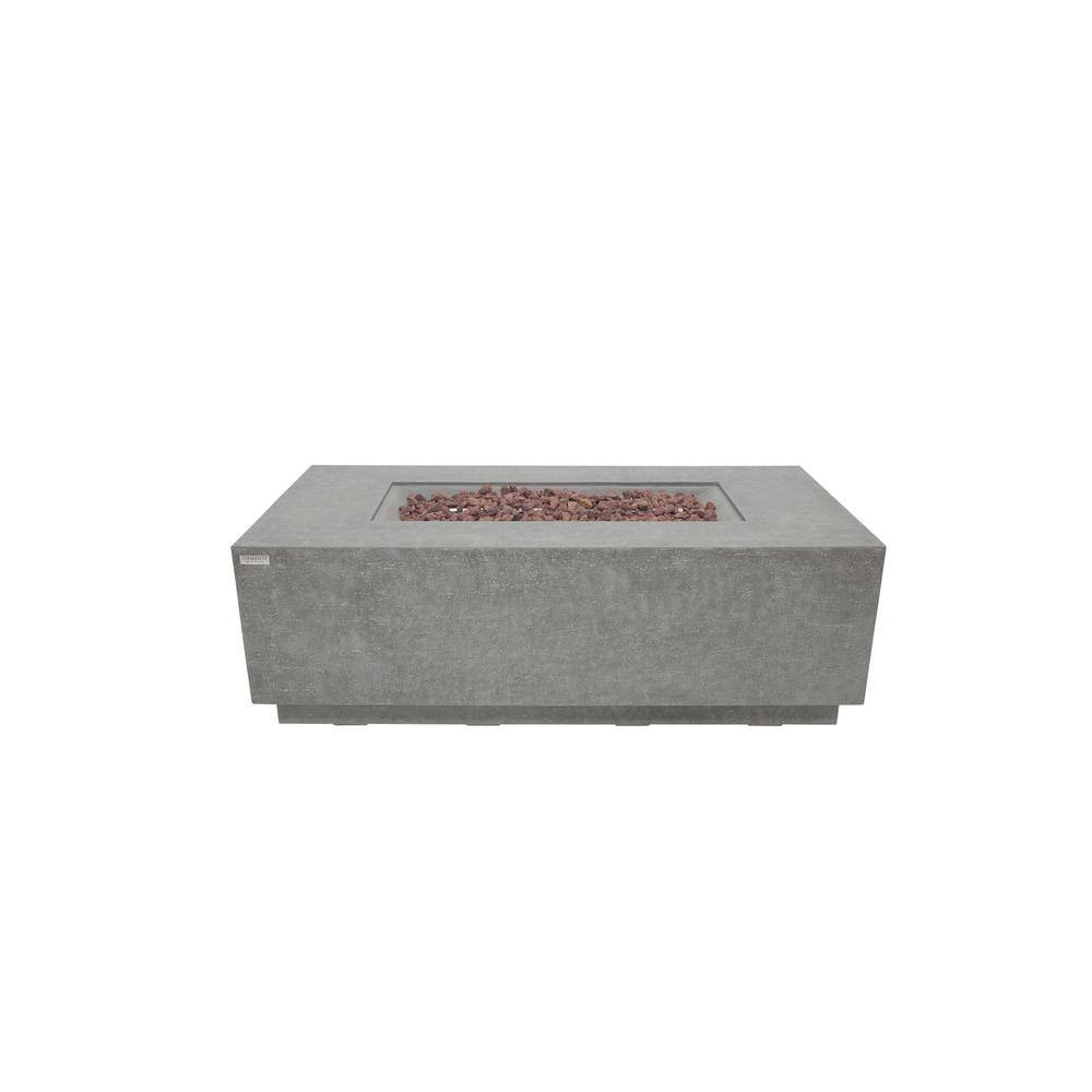 Light Gray Gas Fire Pit Table with Stainless Steel Elements