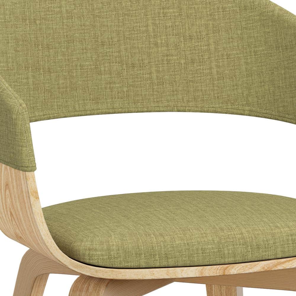 Acid Green Linen Upholstered Arm Chair with Natural Oak