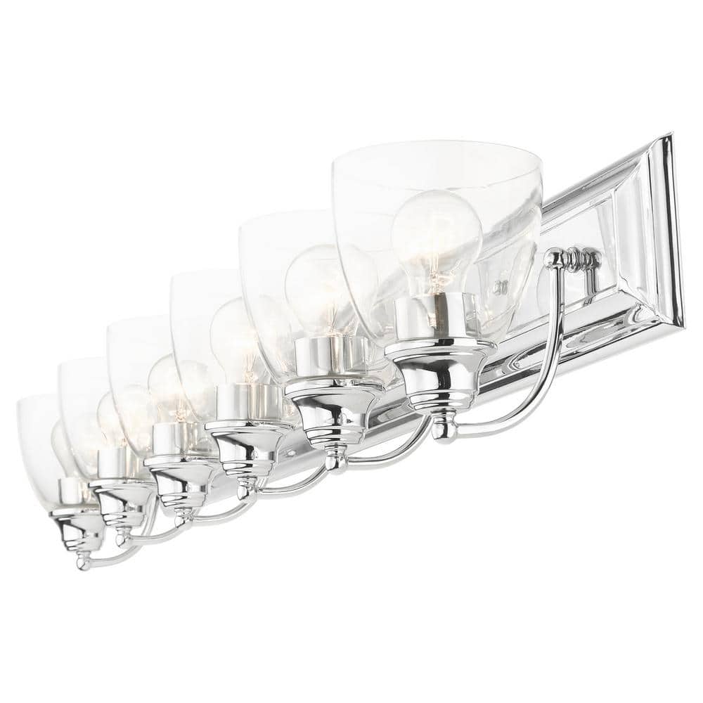 Polished Chrome 6-Light Vanity with Clear Glass Shades
