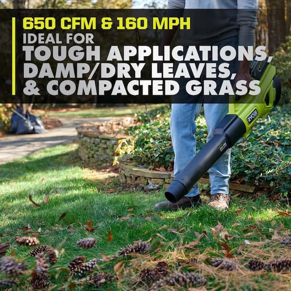 RYOBI - 40V HP Brushless 650 CFM 160 MPH Cordless Leaf Blower and Carbon Fiber String Trimmer with 4Ah Battery and Charger