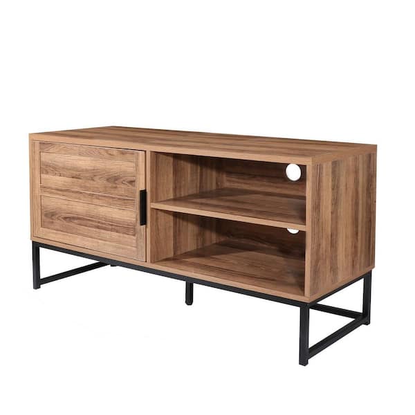 Aupodin Modern Farmhouse 47 in. Rustic Oak TV Stand with Adjustable Open Shelves Fits TV's up to 55 in. with Cable Management