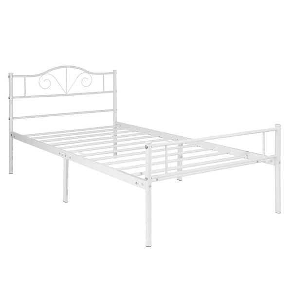 Unbranded 41.1 in. W Twin Size Metal Bed Frame In White Color For Adult And Children