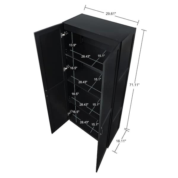 Manhattan Comfort Hopkins Modern  Storage Closet 3.0 in Black - Set of 2
