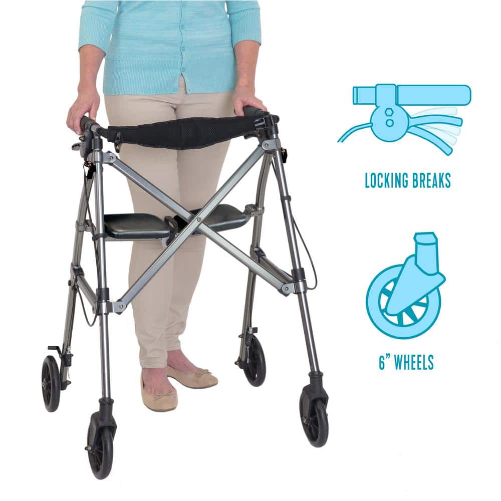 Buy 4Wheel Space Saver Folding Travel Walking Aid Walker Rollator in