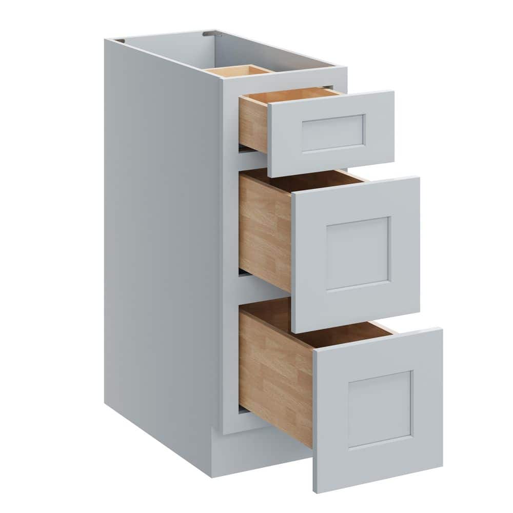 12 in. W x 24. in D x 34.5 in. H Ready to Assemble Drawer Base Cabinets with 3 Drawers in Dove Grey price history on PriceWatchPro