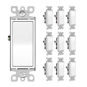 15 Amp Smart 3-Way On Off Illuminated Antimicrobial Rocker Light Switch White (10-Pack)
