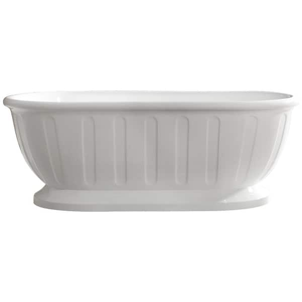 ROSWELL Metera 59 in. Acrylic Flatbottom Non-Whirlpool Bathtub in White