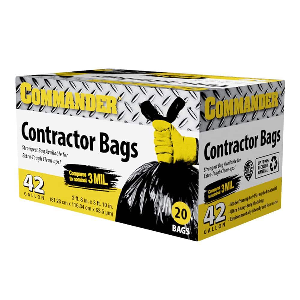 42 Gallon Construction Trash Bags, 1.5Mil Thick