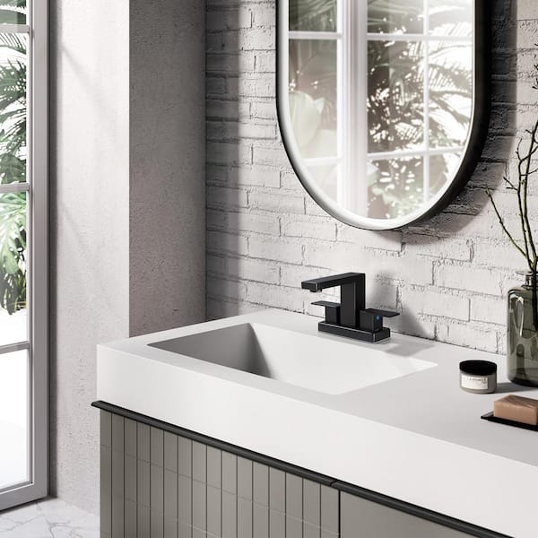 4 in. Centerset Deck Mounted 2-Handle Bathroom Faucet in Matte Black