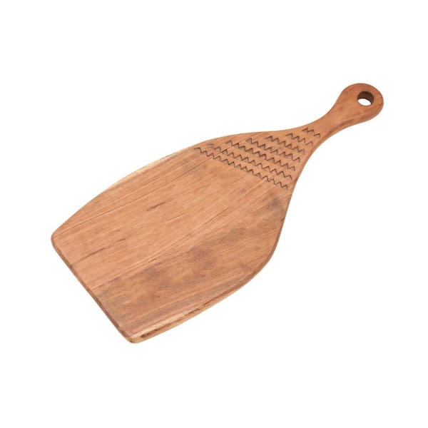 1 Piece Acacia Wood Cutting Board with Handle, Handcrafted Wooden Chopping Board, 7 x 0.75 x 16.5 in.