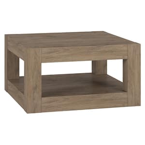 Hughes 32 in. Antiqued Gray Oak Square MDF Top Coffee Table