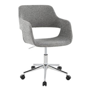 Margarite Fabric Adjustable Height Task Chair in Grey Fabric and Chrome Metal with 5-Star Caster Base