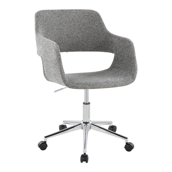 Lumisource Margarite Fabric Adjustable Height Task Chair in Grey Fabric and Chrome Metal with 5-Star Caster Base