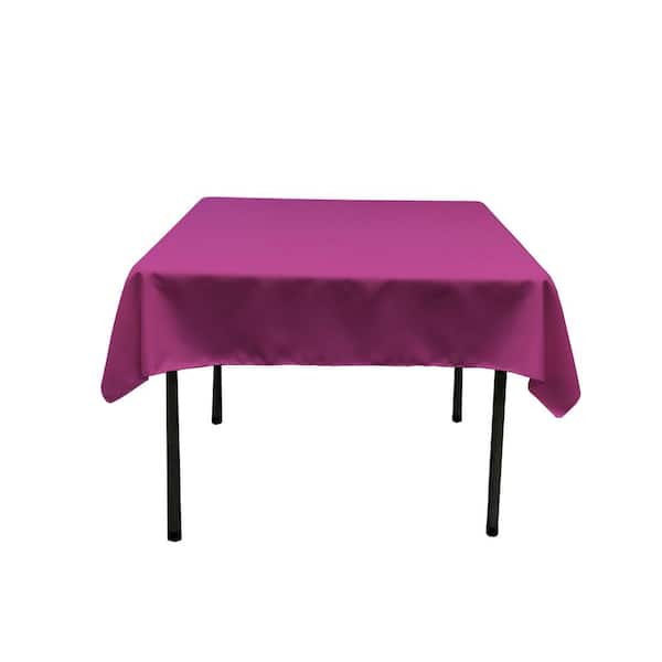 LA Linen 52 in. x 52 in. Magenta Polyester Poplin Square Tablecloth