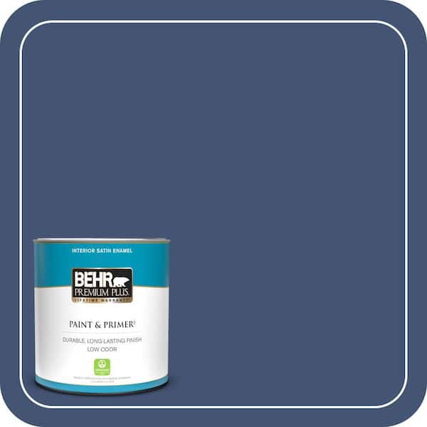 BEHR PREMIUM PLUS 1 qt. #HDC-CL-26 Champlain Blue Satin Enamel Low Odor Interior Paint & Primer