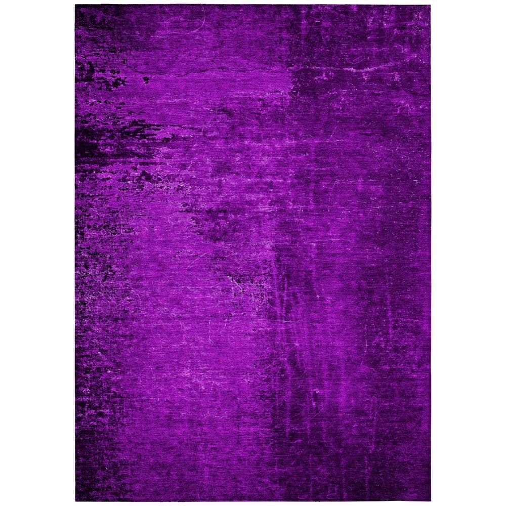 Purple Synthetic Machine-Washable Reversible Rectangular Rug 3' x 5'