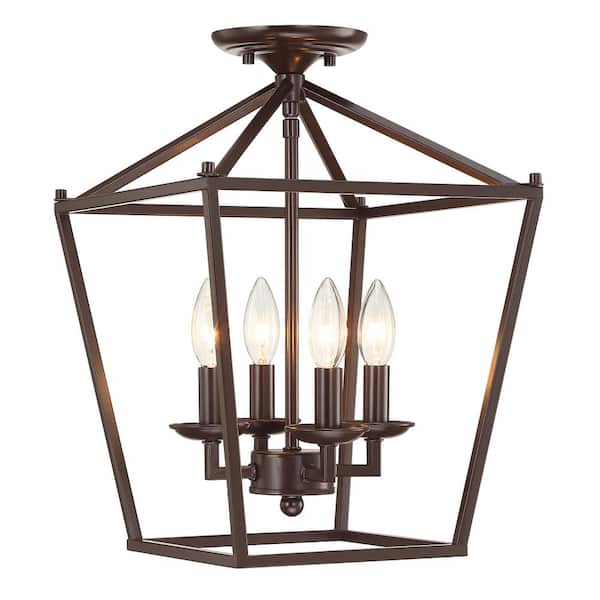 Hukoro FM 4-Light 12-in Dark Bronze Semi Flush Mount Light