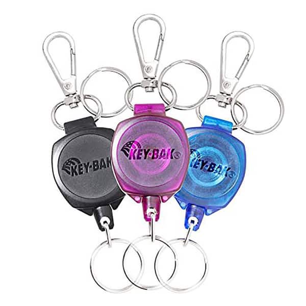 Key-Bak Snapback Retractable Keychain with 24 in. Cut Resistant Cord, Charm Ring, and Easy to Use Clip, Coffee Design