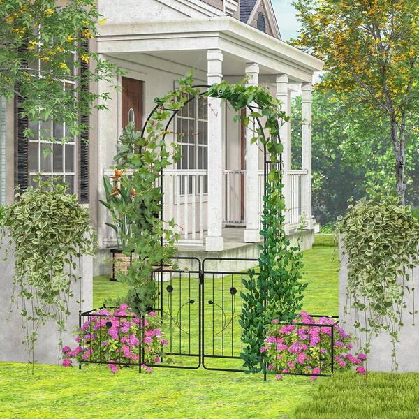 人文 #OUTDOOR FORCLOVER 87 in. Garden Trellis with Lockable Gate Side