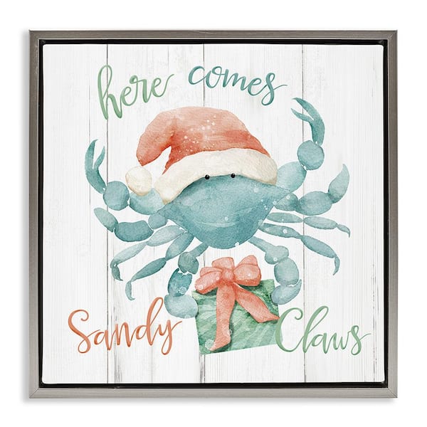 Stupell Industries Nautical Sandy Crab by Deane Beesley 1 Piece Floater Frame Graphic Print Typography Poster Art Print 25 in. x 25 in.
