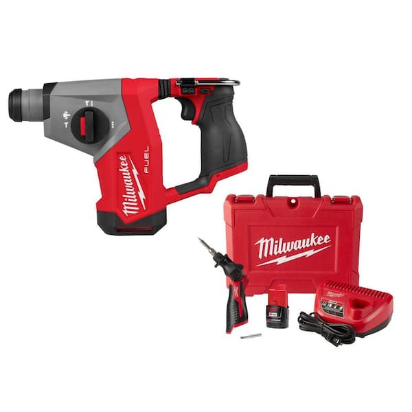 M12 FUEL 12V Lithium-Ion Brushless Cordless 5/8 in. SDS-Plus Rotary Hammer Drill, &Soldering Iron Kit