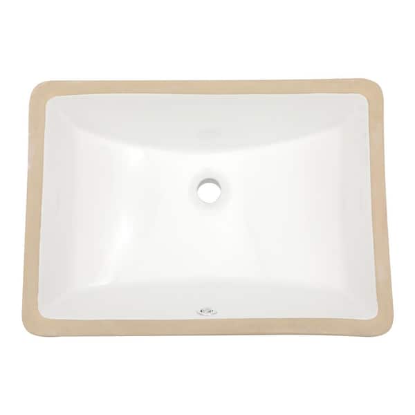 cadeninc 21.5 in. x 15 in. White Ceramic Rectangular Undermount Bathroom Sink with Overflow