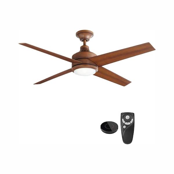 Home Decorators Collection Mercer 52 in. Integrated LED Indoor Distressed Koa Ceiling Fan with Light Kit works with Google Assistant and Alexa