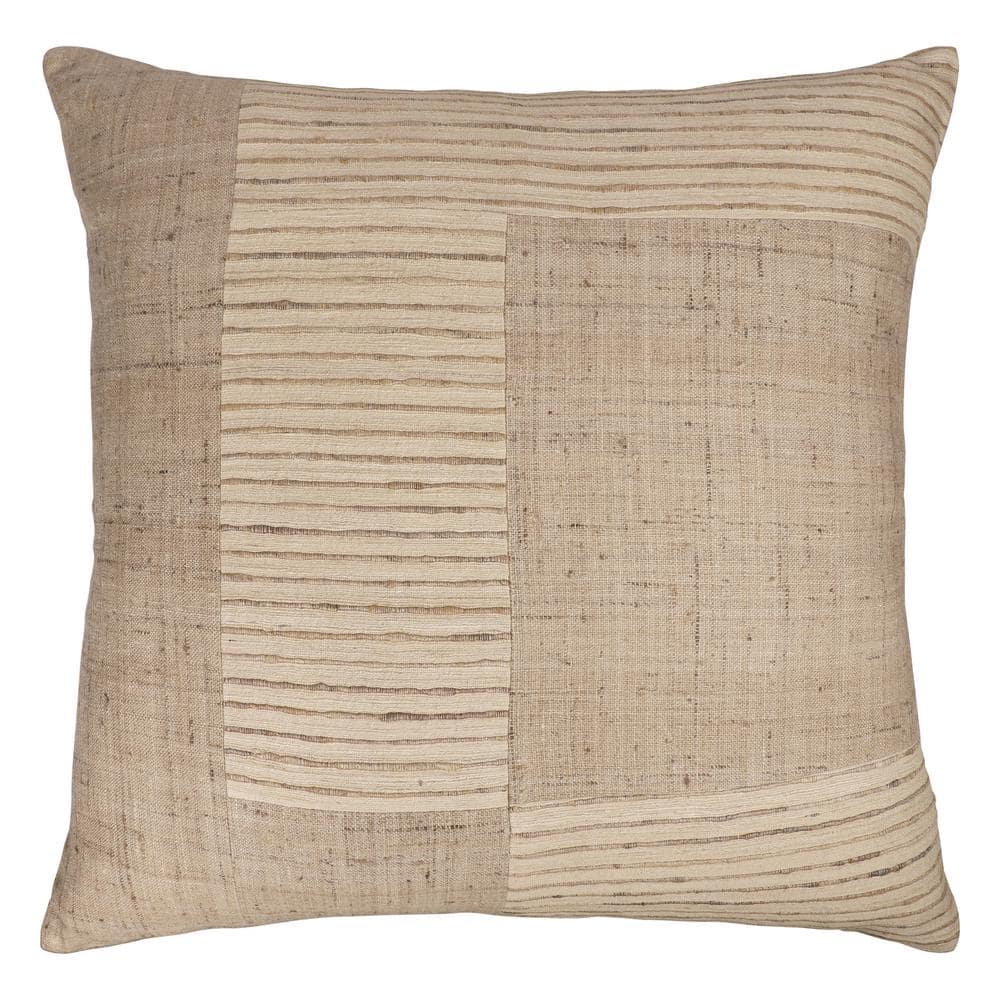 Marie 24" Beige Textured Silk Throw Pillow
