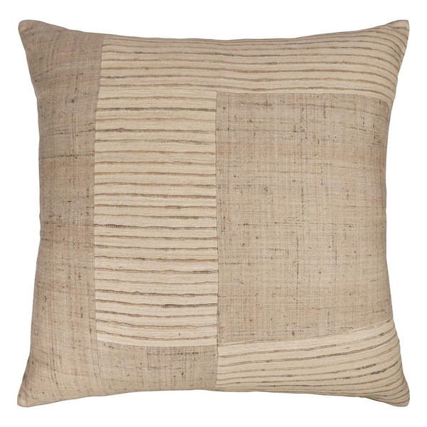 Unbranded Stella Natural/Beige Geometric Hand-Woven Polyfilled Indoor 24 in. x 24 in. Throw Pillow