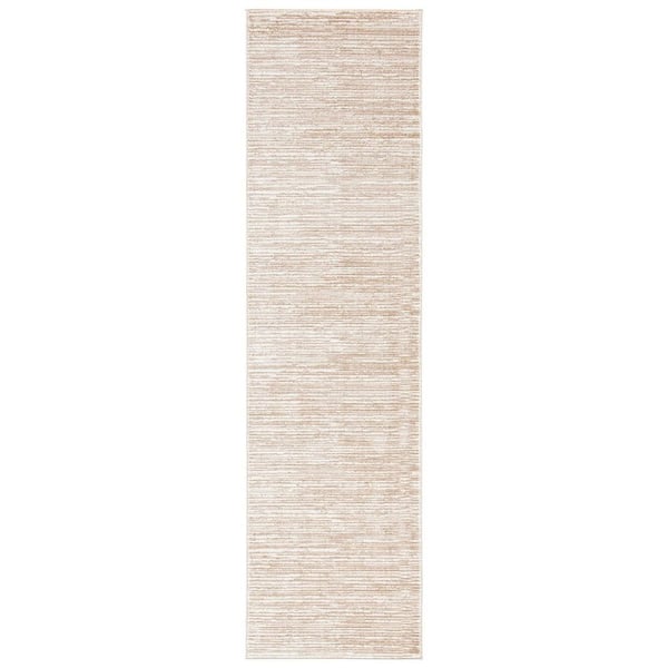 Unbranded Beige Polypropylene 2 ft. 2 in. x 10 ft. Solid Color Indoor Runner Rug